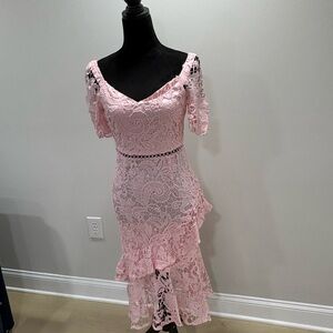 SHEIN Blush Lace Midi Dress